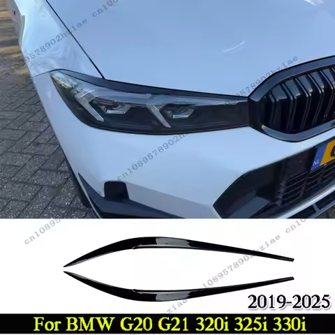 For BMW G20 G21 320i 325i 330i 2019-2025 Sedan / Touring ABS Glossy Black Car Evil Headlight Eyebrow