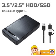 3.5/2.5inch SSD/Hard Drive Enclosure External Hard Drive Case USB3.0 Type-C Support 10TB Sata HDD