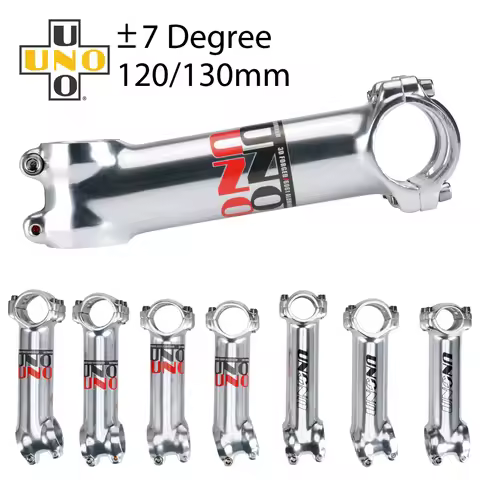 UNO Bicycle Handlebar Stem ±7°17° Silver Glossy Long mtb Stem 25.4 31.8 120 130mm Mountain Bike Stem