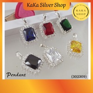 925 Silver Colour CZ Stones Pendant (302309) | Batu CZ Warna Loket Perak 925 |