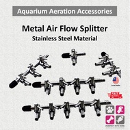 Stainless Steel 4mm Aquarium Air Splitter Airline Tubing Air Flow Divider Air Valve