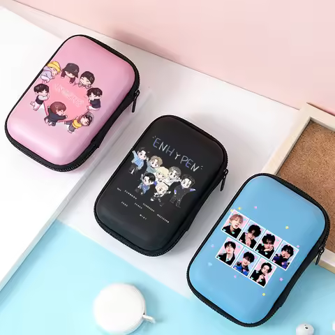 ENHYPEN Data Cable Storage Bag KPOP Men's Team Print Card Storage Box Deck Boxes Card Organizer Trav