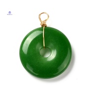 1pc Natural Malaysia Jade Pendants  with Real 18K Gold Plated Eco-Friendly Copper Wire  Donut/Pi Dis