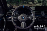 [細活方向盤] 寶馬 BMW F系M版 變形蟲 方向盤 上下麂皮 左右牛皮藍環款 改裝 變形蟲方向盤 方向盤