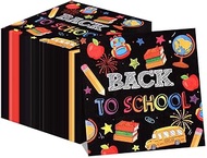 Quera 50 Pack Back to School Paper Napkin 6.5'' x 6.5'' Pencil Apple Book Prints Paper Napkin Dispos