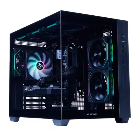 Mloong Gaming PC Desktops AMD Ryzen 5 9600X, Radeon RX 9060XT 8GB, 1TB SSD, 32GB DDR5 RAM, 650W, Win