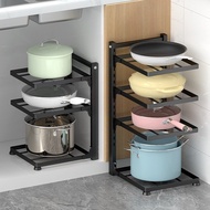 Kitchen Multi-Layer Shelf Household Corner Storage Rack Cabinet Inner Sink Pot Adjustable Layered Pot Rack