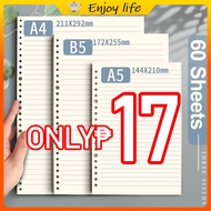 【On Hand】A5/B5/A4 Refill pages/ loose leaf Notebook binder Refill (60 leaves)