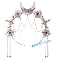 Queens Silver Halo Crown with Wings Chain Halloween Goddness Halo Headpiece