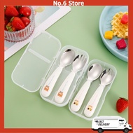 Gift Set Baby Training Stainless Steel Spoon Fork Set Toddler Self Feeding Utensil Set Sudu Baby Sud