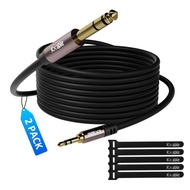 3.5mm to 6.35mm Stereo Audio Cable 8 Feet (2 Pack), 1/4 to 1/8 inch Headphone Cable Jack, Hi-Fi Soun