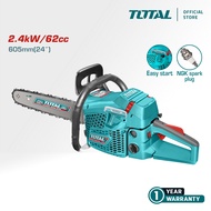 TOTAL Gasoline Chain Saw 1.0HP 2-Stroke Engine (24"/700W25.4cc/550ml Fuel Tank/260ml Oil Tank) TG560