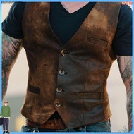 Autumn Men's V-neck Brushed Leopard Vest Rock Heavy Metal Wild Vest