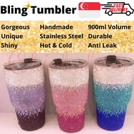 Bling Bling Tumbler Stainless Steel Rhinestone Mug Cup Durable Thermal Insulated Flask 900ml 30oz No Leak Hot Cold Blink