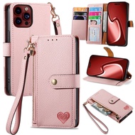 Casing Flip Wallet Love Phone Case For Samsung A11/A21S/A31/A41/A51/A71 4G 5G Leather Phone Stand Casing Zipper Card Slots Phone Cover