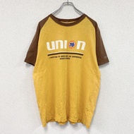 UNION76 76 潤滑油短袖印花插肩T卹，黃色，LL碼，古著