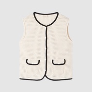 เสื้อกั๊กถักคอตตอนเนื้อนุ่ม ICICLE ฤดูใบไม้ผลิ 2025 ทรงเข้ารูป เสื้อคลุมกันหนาวแขนกุด ปกติ คอกลม กระ