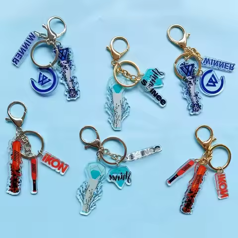 KPOP Winner Ikon Shinee 3 Pieces Pendant Key Chain Keyring Double Sided Printing Keychain Bag Access