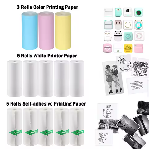 Mini Printer Thermal Paper Label Sticker Colorful Adhesive Self-adhesive Paper For Wireless Bluetoot
