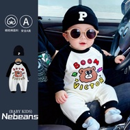 Long-Sleeved Baby Clothes Pure Cotton Jumpsuit 0-2 Years Old Autumn Trendy Bear Cartoon Boys Girls O