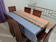 taplak meja makan anti air waterproof jumbo 6 dan 4 kursi ± 137x183cm - h orange biru