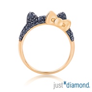 【Just Diamond】Hello Kitty黑鑽風潮 18K玫瑰金 鑽石戒指(耳朵)(港圍15)