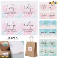 HAELIN 100PCS Thank You Stickers Gift Watercolor Pink Blue Package Decoration Gorgeous