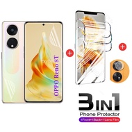 ฟิล์มไฮโดรเจล3in1 OPPO Reno 8 T Reno 8 T 4G 5G 2023ฟิล์มป้องกันหน้าจอแบบอ่อนคลุมทั้งหมดด้านหน้าและด้