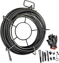 Drain Cleaning Cable 3/8 Inch x 75 Feet, Hollow Core Steel Sewer Cable with 8 Cutter for 1.6" to 4" 