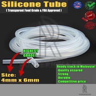 Food grade Silicone tube / transparent Tube hose tube / translucent tube (4mm x 6mm size)