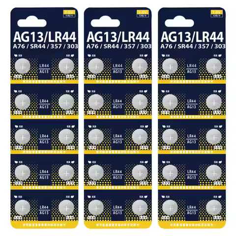 6-100PCS AG13 LR44 A76 357A Button Cell Coin Alkaline Battery 1.55V SR44SW L1154 SP76 pila 357 303 f