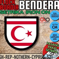 [S01] IRON-ON Flock Flag Embroidery Badge Patch - NORTH CYPRUS NORTH [S01] Shield List Outline BLACK