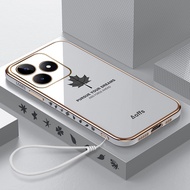 Casing Realme C53 C51 C55 C35 C33 C31 C30s C30 Note 50 Case Plating Maple Leaves Cover Soft TPU Phon