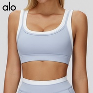 alo Nude Feel Fake Two-Piece Sports Bra Ribbed Color-Block Yoga Bra Running Fitness Sports Bra