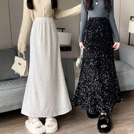 SA Fishtail Skirt Long Skirt Flared Skirt Elastic Waist Sequin Skirt [CODE: MN59732025 ]