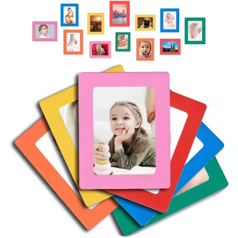 Pack of 12, Refrigerator Magnetic Photo Frame | Can Hold 3.5x5 Inch, 2.5x3.5 Inch Photos, Color PVC 