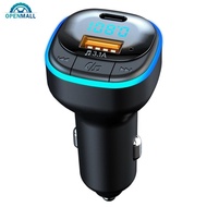 OPENMALL Bluetooth 5.0 Car Charger Fast Charging USB Type C Car Phone Charger FM Transmitter Handsfree MP3 Music Player C33 B7K8