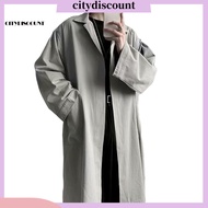 <citydiscount> Comfortable Polyester Trench Coat for Men Wrinkle-resistant Men Coat Stylish Lapel Tr
