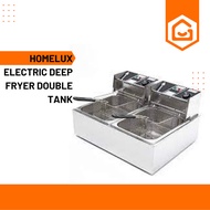 READY STOCK HIGH QUALITY HOMELUX COMMERCIAL ELECTRIC DEEP FRYER DOUBLE TANK 6LITRE HBDF-82A