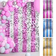 1*2m Color Block Rain Tassel Muticolor Foil Curatain Rain  Curtain Birthday Wedding Decorations Curt