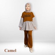 CF Kids Setelan Baju Muslim Anak Kaos Lengan Panjang Celana Cutbray Lovely Diary
