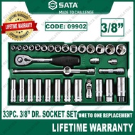 SATA 33Pc. 3/8" Dr. Socket Set 3/8" Metric Deep Socket Socket Bit Set Ratchet Socket Set Tray Set 09