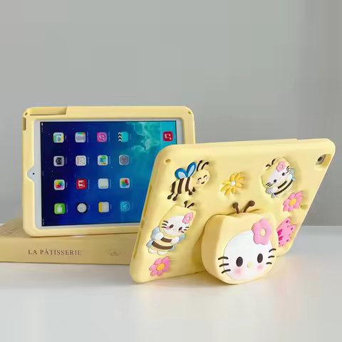 3D Bee Hello Kitty Stand Tablet Case For IPadA16 2025 2024 Air11 Mini1 2 3 4 5 6 Pro 11 9.7 10.2 IPa