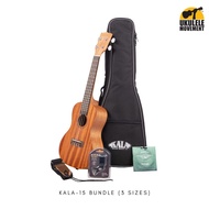 Kala Mahogany Ukulele Bundle (KA-15 series - 3 sizes)