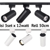 3 sets of Cafe Track light LED COB 12Watt SNI Rail 1/ 2 Meters or 50cm
