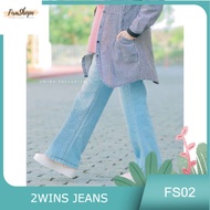 [S-3XL] 2wins Moci Straight Cut Jeans | Upgraded Half Elastic