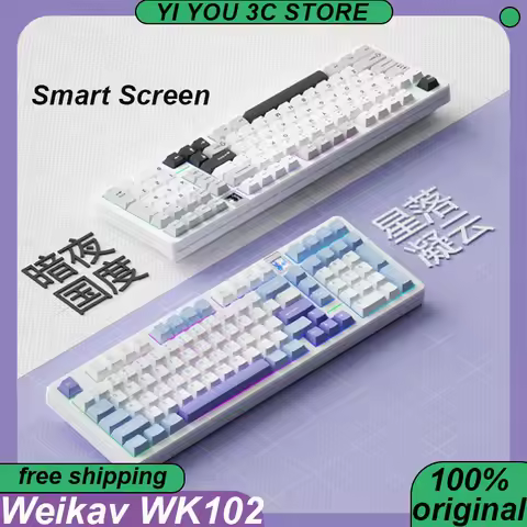 Weikav WK102 Wireless Tir-mode Mechanical Keyboard TFT Screen Gasket Hot Swap 100Keys 4000mAh PC Esp