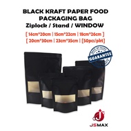 Black Kraft Paper Ziplock WINDOW Packaging Bag Bakery Gifts