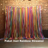 Balonasia [3set Package] Rainbow Crepe Paper Streamer