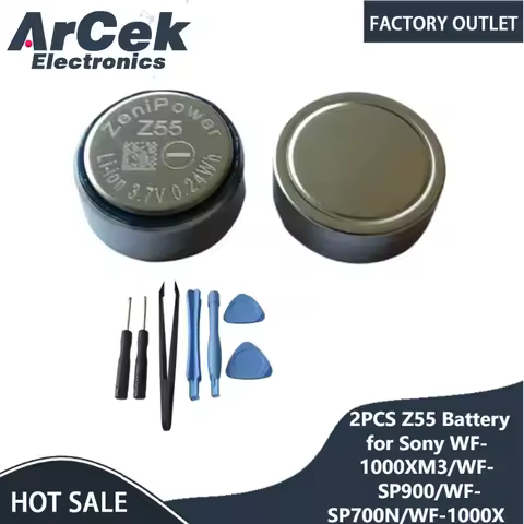 2PCS ZeniPower Z55 1254 Replacement CP1254 Battery 3.7V for Sony WI-SP600N WF-SP700N WF-SP900 WF-100